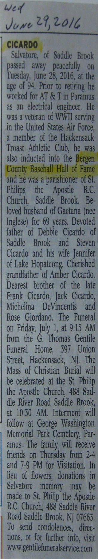 The Bergen Record Obituary